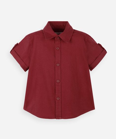 camisa infantil de algodão slub manga curta vermelha