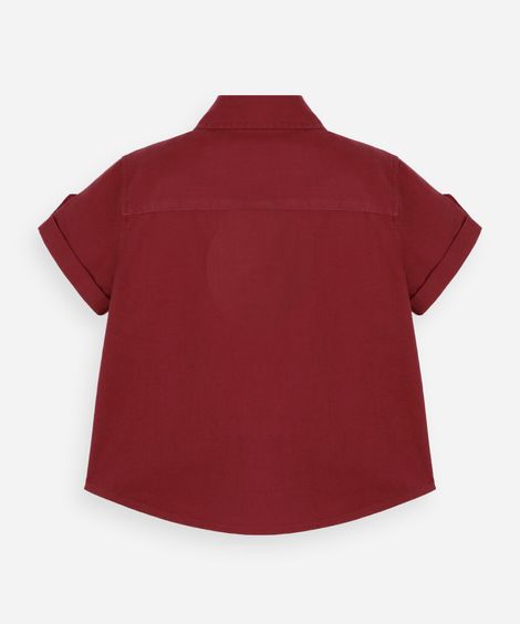 camisa infantil de algodão slub manga curta vermelha