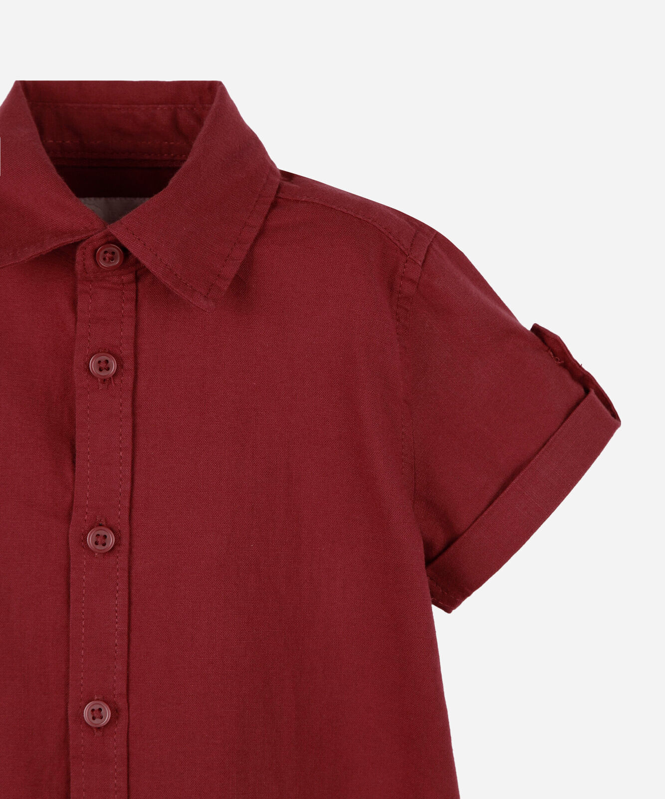 camisa infantil de algodão slub manga curta vermelha