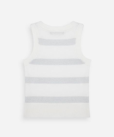 regata infantil de tricô listrado com lurex palomino prateada