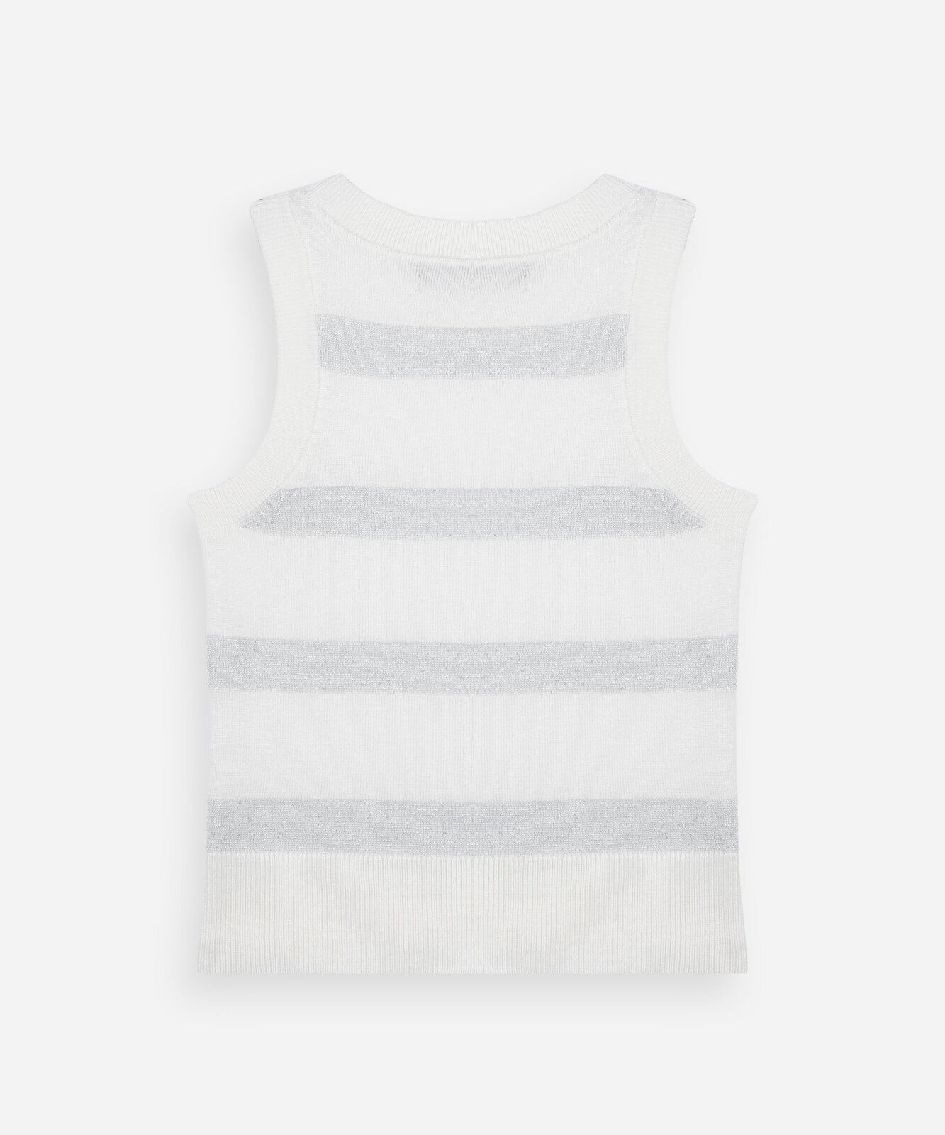 regata infantil de tricô listrado com lurex palomino prateada