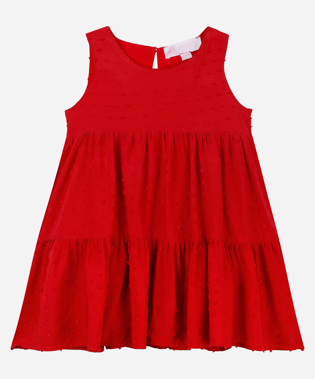 vestido infantil para bebê três marias de viscose plumetis vermelho