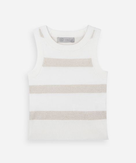 regata infantil de tricô listrado com lurex palomino dourada