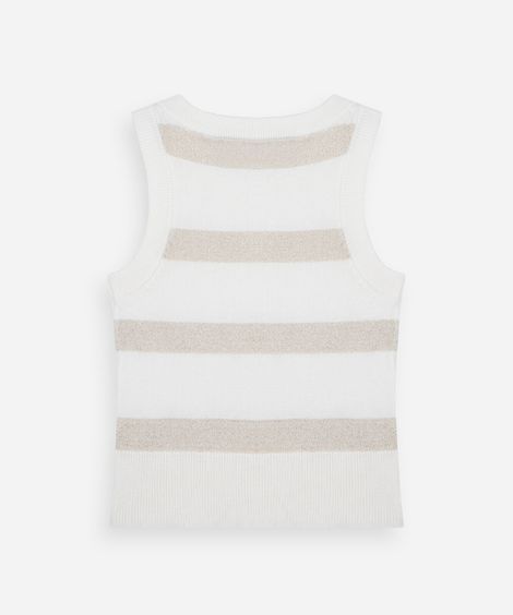 regata infantil de tricô listrado com lurex palomino dourada