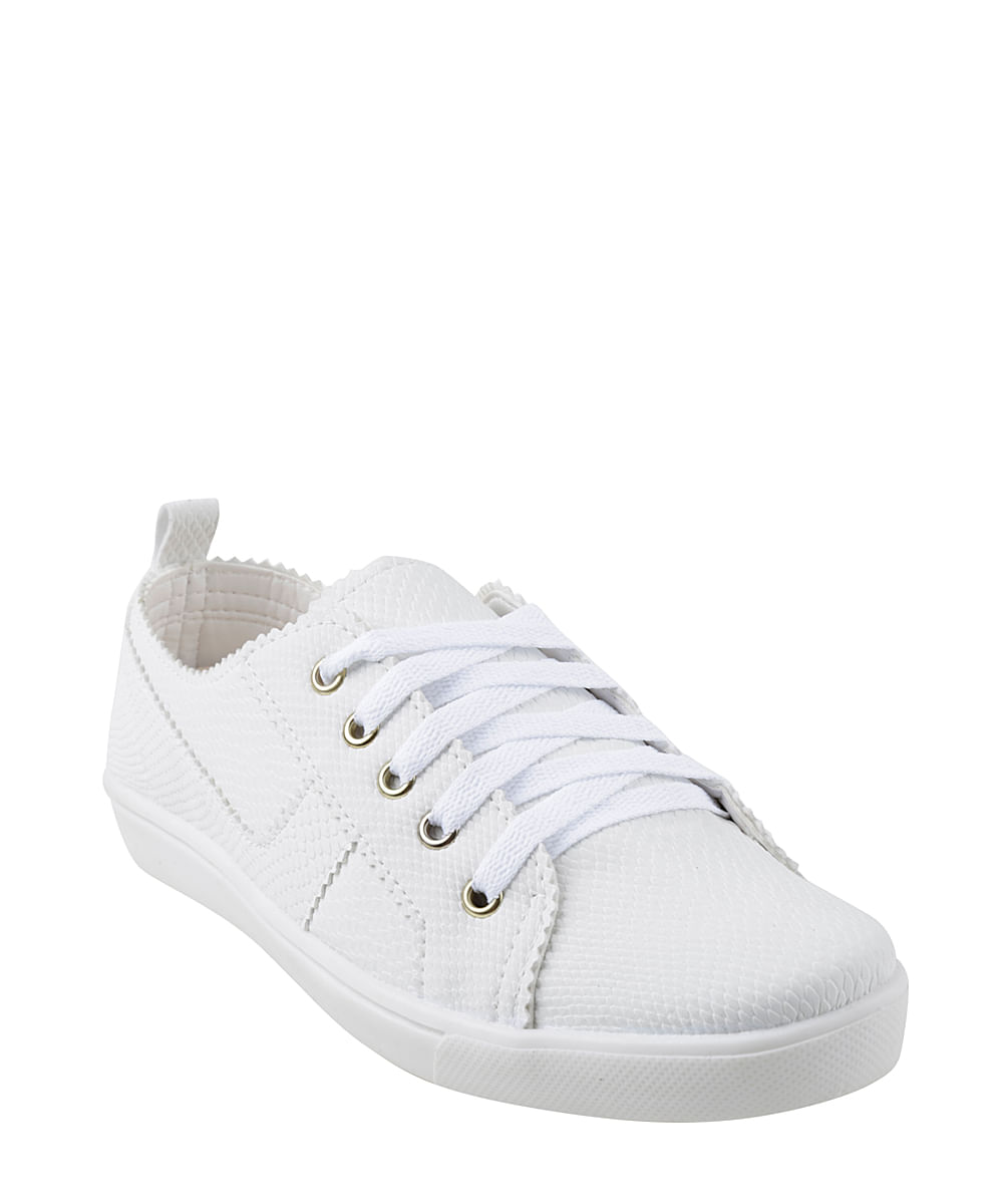 Tênis com Textura Croco Branco