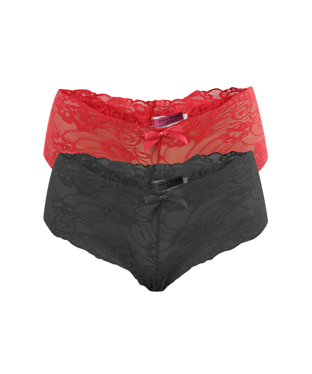 Kit de 2 Calcinhas Caleçon Multicor