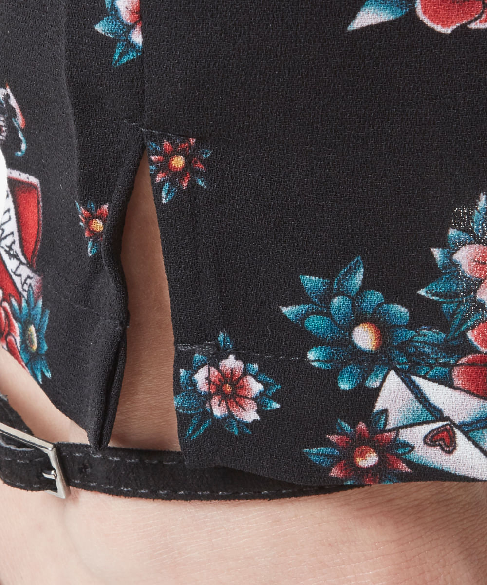 Calça Replay Estampada Preta