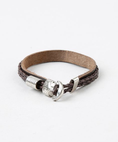 Pulseira Masculina com Âncora Marrom