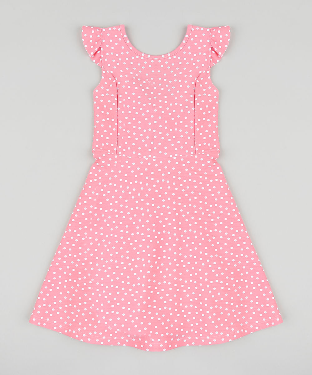 Vestido-Infantil-Estampado-de-Poa-com-Babado-e-No-Sem-Manga-Rosa-9426143-Rosa_1