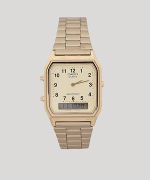 relógio casio visor analógico digital AQ-230GA-9BMQ dourado