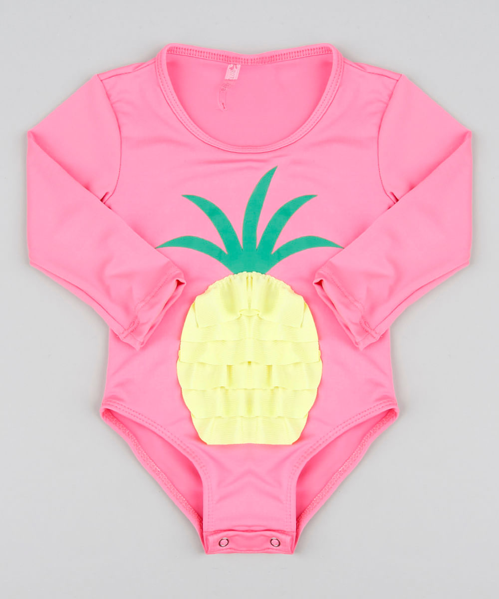 Maio-Body-Infantil-com-Abacaxi-Manga-Longa-Rosa-Neon-9384613-Rosa_Neon_1