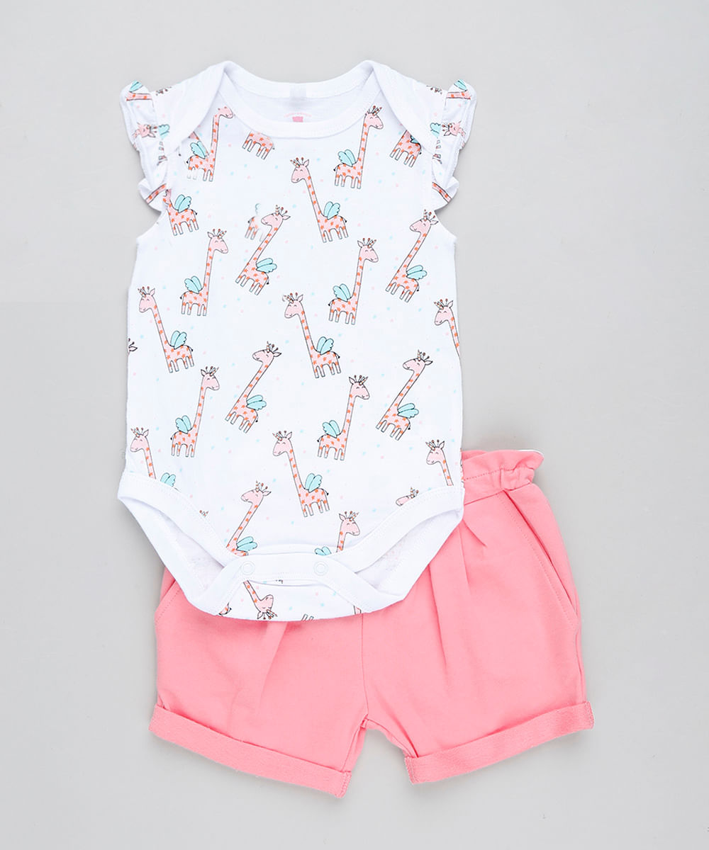 Conjunto-Infantil-de-Body-Girafa-Sem-Manga-Branco---Short-em-Moletom-Rosa-9201693-Rosa_1