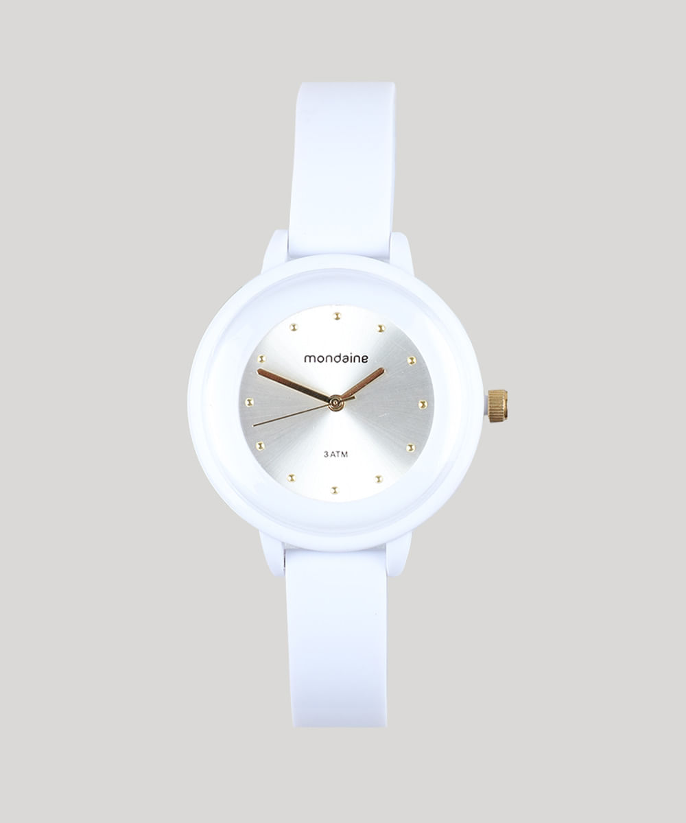 relogio feminino branco mondaine