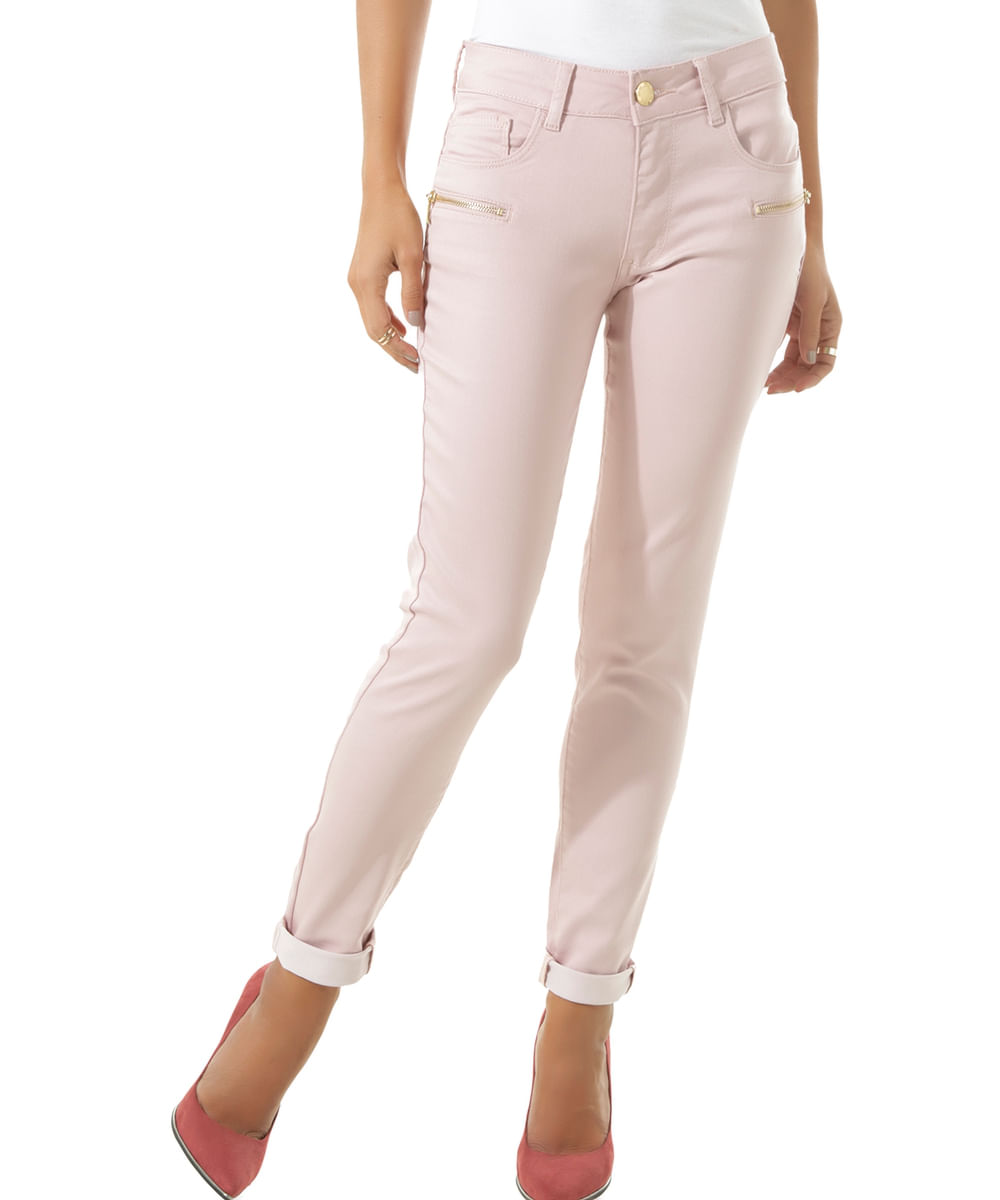 Calça Super Skinny Rosa Claro