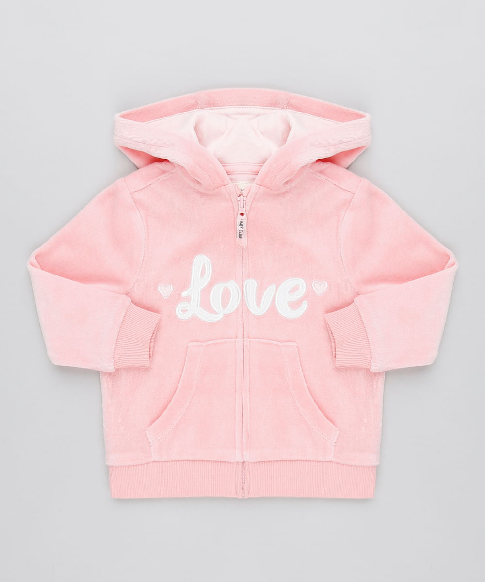 Blusao-Infantil--Love--em-Plush-com-Capuz-Rosa-9345936-Rosa_1