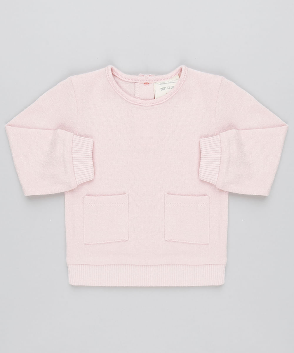 Sueter-Infantil-em-Trico-com-Bolsos-e-Decote-Redondo-Rosa-Claro-9435316-Rosa_Claro_1