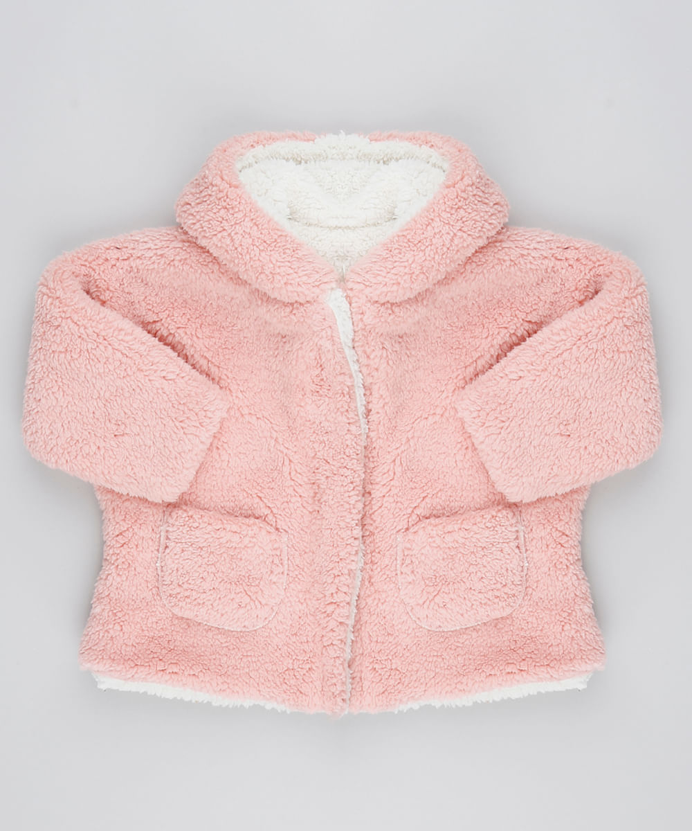 Casaco-Infantil-em-Pelo-com-Capuz-e-Bolsos-Rosa-9356983-Rosa_1