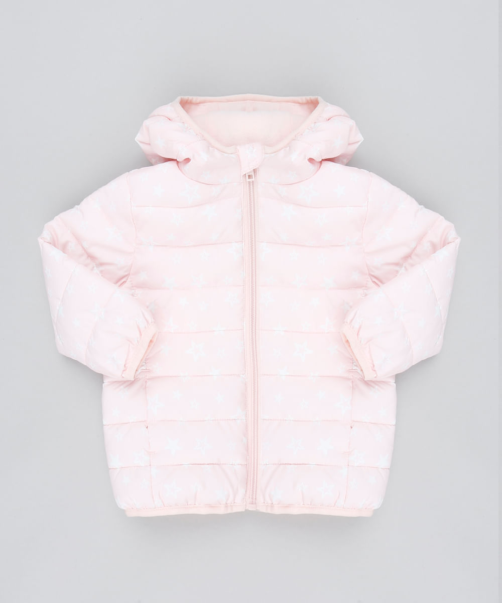 Jaqueta-Infantil-Puffer-Estampada-de-Estrelas-com-Capuz-Rosa-Claro-9349784-Rosa_Claro_1