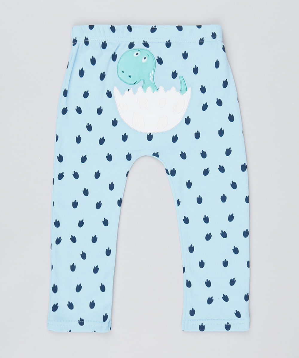 Calca-Infantil-Estampada-com-Dinossauros-e-Pegadas-Azul-Claro-9442351-Azul_Claro_1