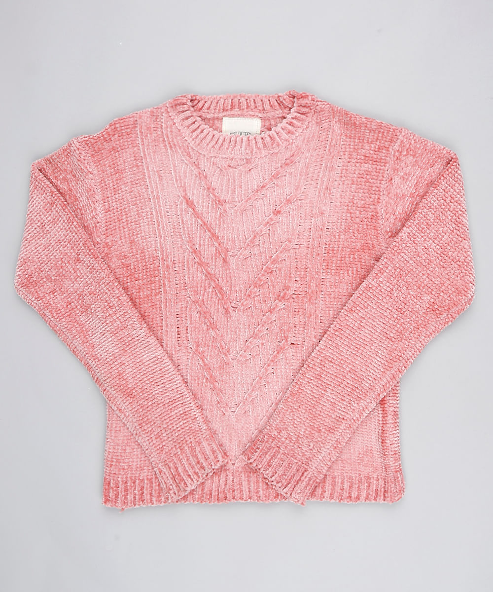 Sueter-Infantil-em-Trico-Chenille-Rosa-9434398-Rosa_1