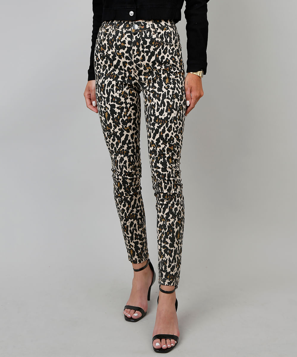 Calça de Sarja Feminina Cigarrete Estampada Animal Print Bege é boa?