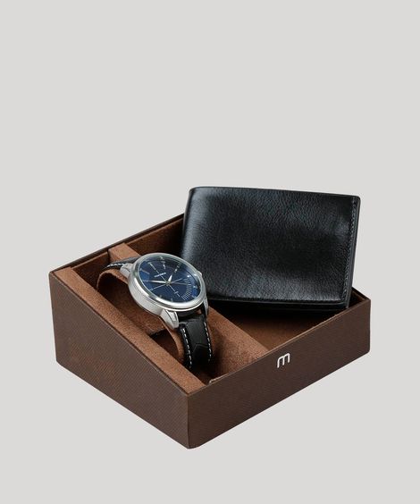 Kit de Relógio Analógico Mondaine Masculino + Carteira - 76604G0MVNH1KC Preto