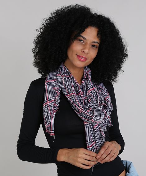 Kit de 2 Lenços Femininos Estampados Preto