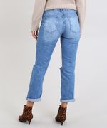 Calca-Jeans-Feminina-Reta-Destroyed-com-Botoes-Azul-Medio-9589550-Azul_Medio_2