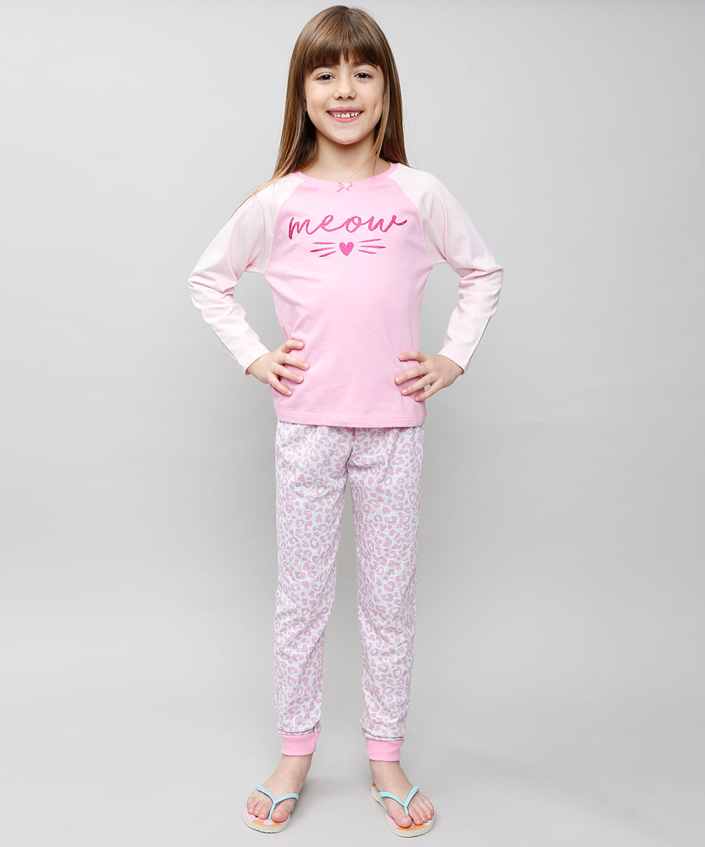 Pijama-Infantil--Meow--Raglan-Manga-Longa-Rosa-9527874-Rosa_1