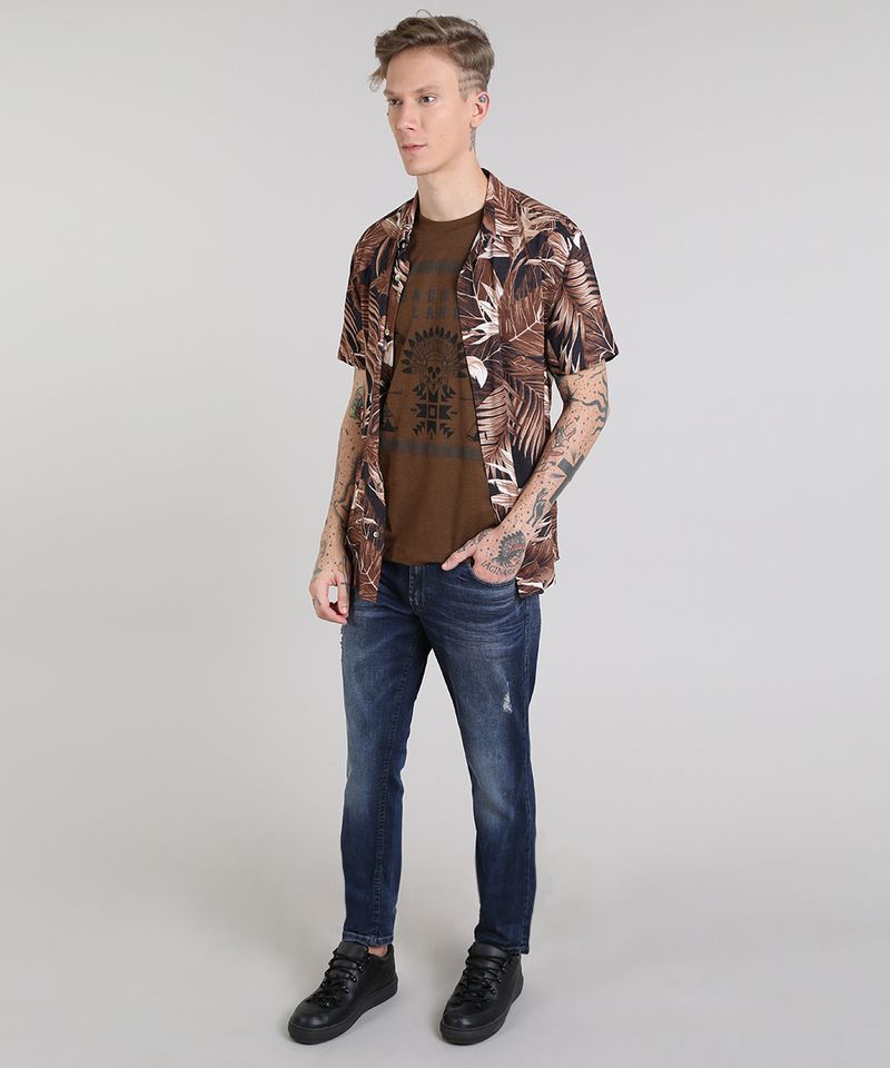 Camiseta-Masculina--Sacred-Land--Manga-Curta-Gola-Careca-Marrom-9525230-Marrom_3