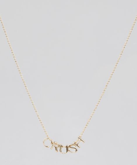 Colar Feminino Folheado com Pingente "Crush" Dourado