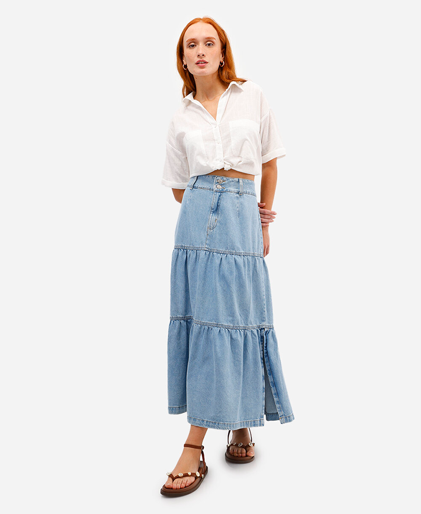compre Saia jeans midi