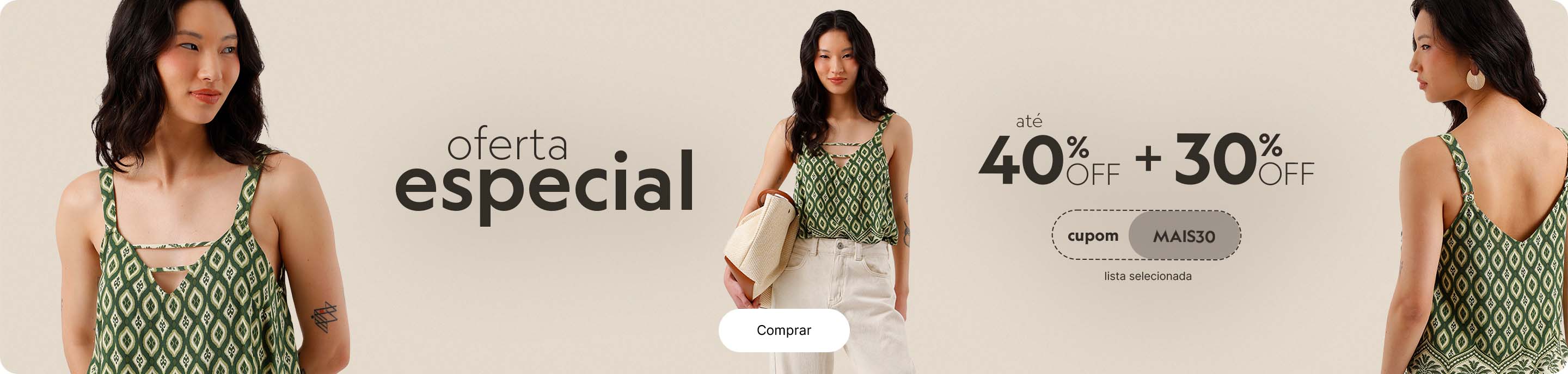 Oferta especial até 40 mais 30% off com o cupom MAIS30